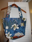 quick pic of one of my new bags, made from a fabric sample, cotton interfacing and blue cotton interior